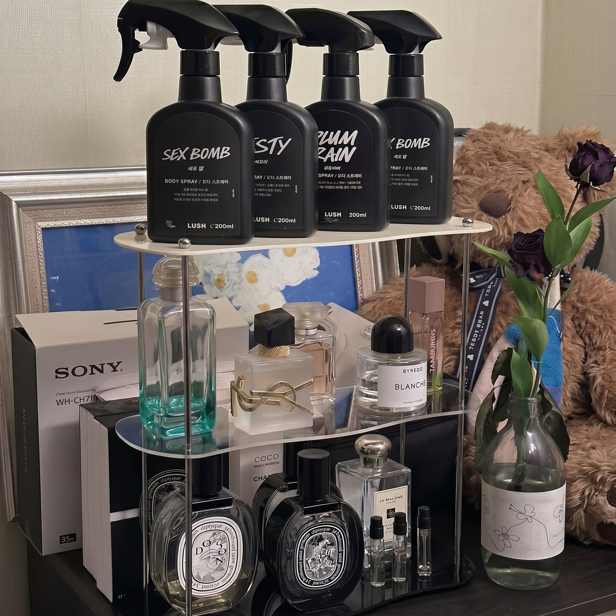 2-Tier Desk Organiser with Curved Shelf - Desk Organiser - Transparent - Oaksoho