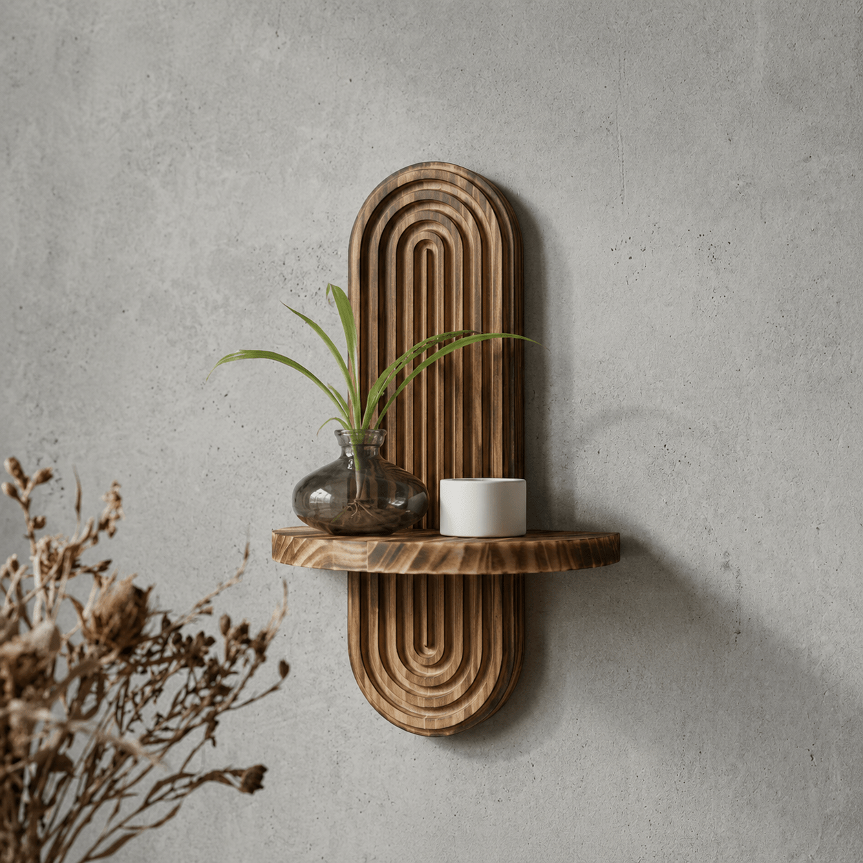 2pcs Wall Shelf Wood with Curved Grooved Back Floating - Wall Shelf - Oaksoho