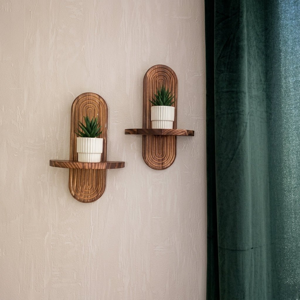 2pcs Wall Shelf Wood with Curved Grooved Back Floating - Wall Shelf - Oaksoho