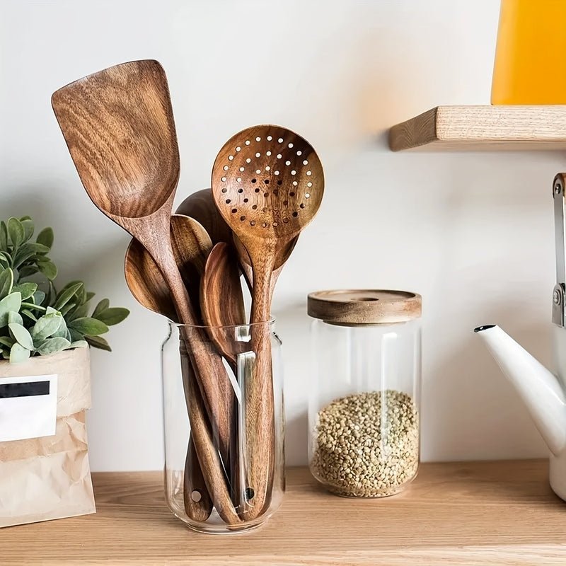 5 - piece Kitchen Utensil Set made of Natural Wood for Kitchen - Kitchen Utensil Set - 5 pieces - Oaksoho