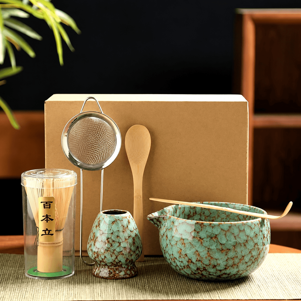 6-Piece Japanese Matcha Tea Set with Ceramic Bowl - Tea Sets - Green - Oak Soho