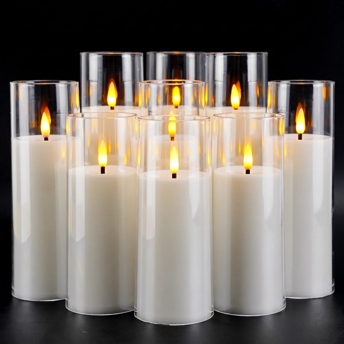 9 Piece Set Flameless LED Pillar Candles - Flameless Candles - Oaksoho