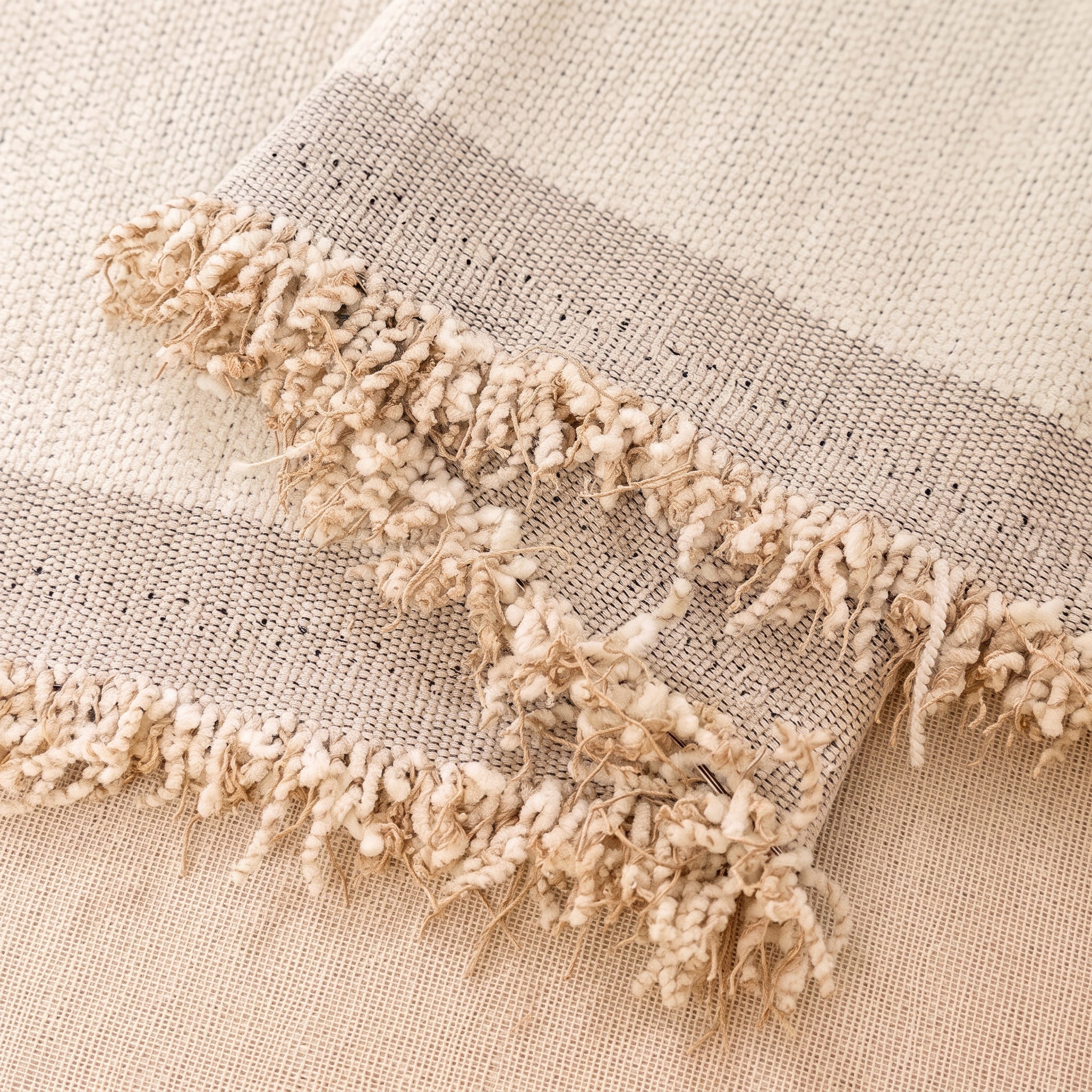 Abstract Wave Stripe Fringe Sofa Throw - Sofa Cover - Khaki - Oaksoho