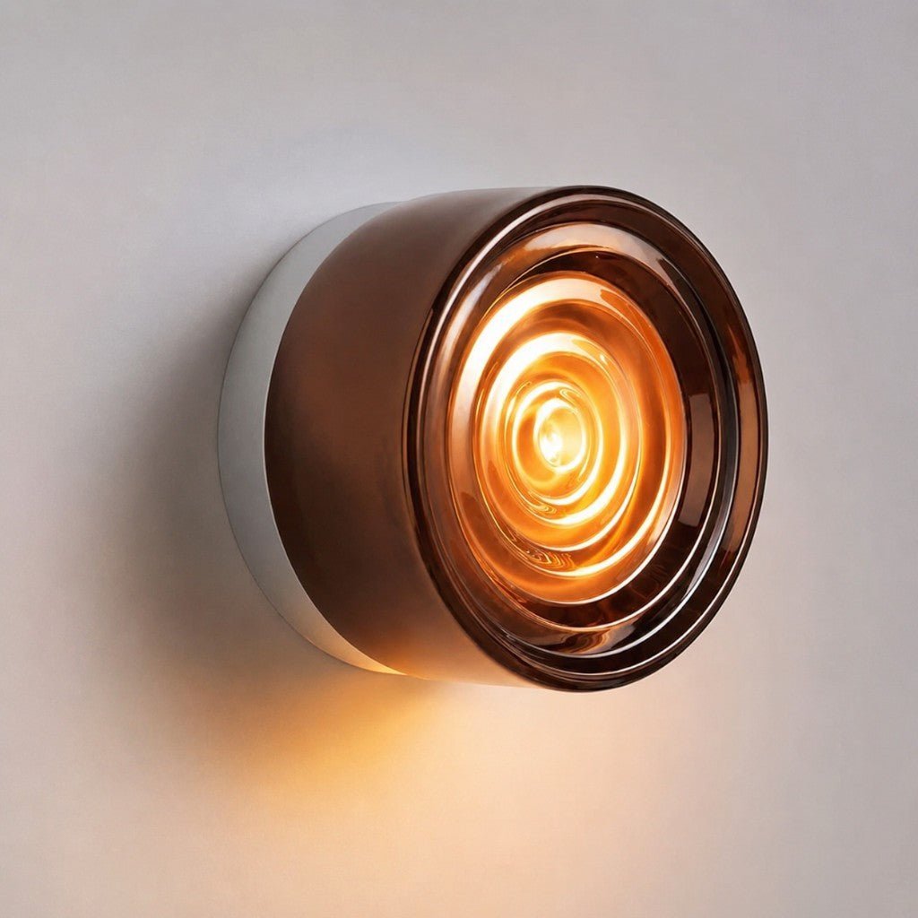 Acrylic LED Wall Light with Swirled Jelly Glow Design - Wall Light Fixtures - Brown - Oak Soho