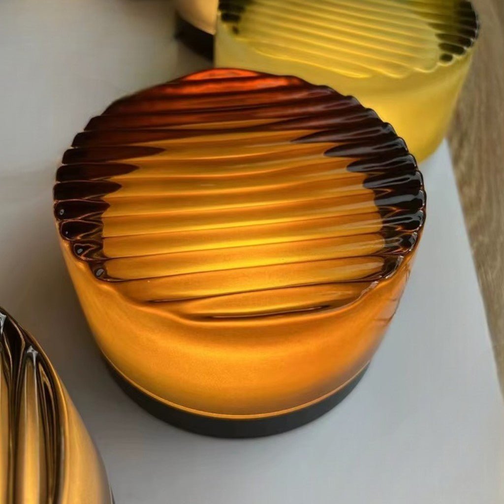 Acrylic LED Wall Light with Swirled Jelly Glow Design - Wall Light Fixtures - Brown - Oak Soho