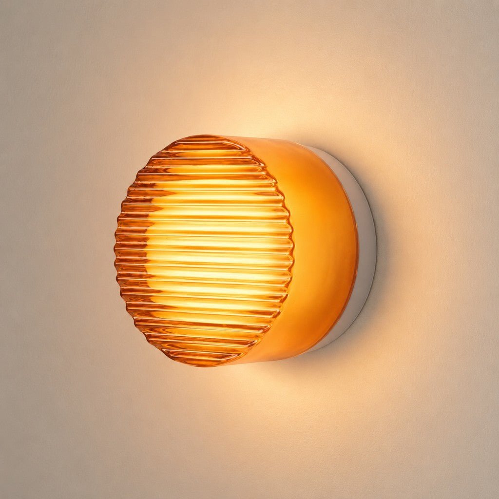 Acrylic LED Wall Light with Swirled Jelly Glow Design - Wall Light Fixtures - Amber - Oak Soho