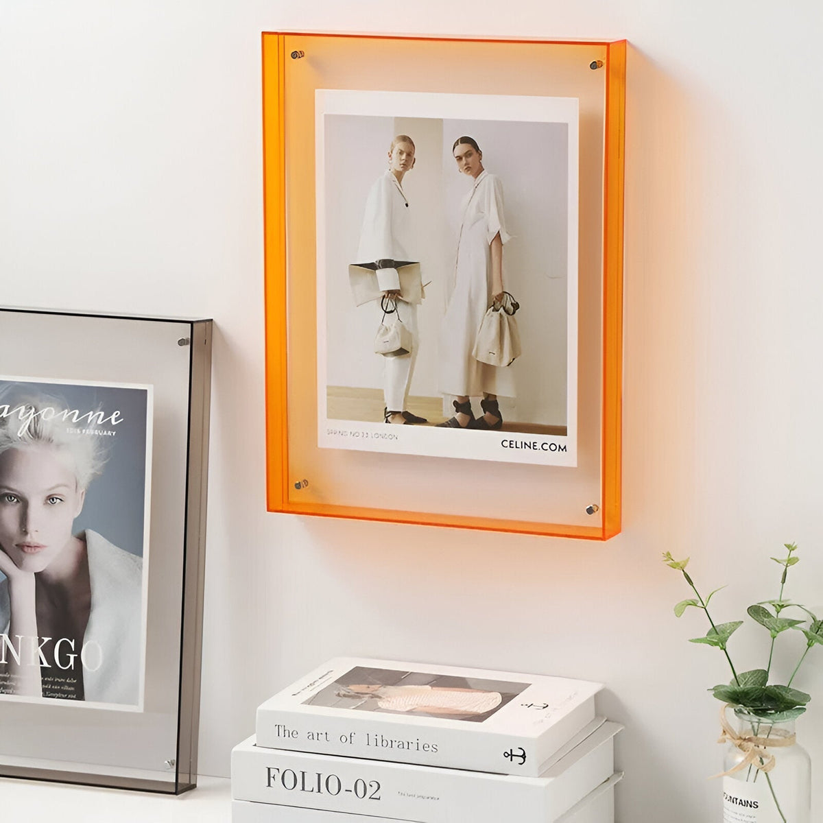 Acrylic Photo Frame with Minimalist Tinted Edge Design - Picture Frames - Orange - Oak Soho
