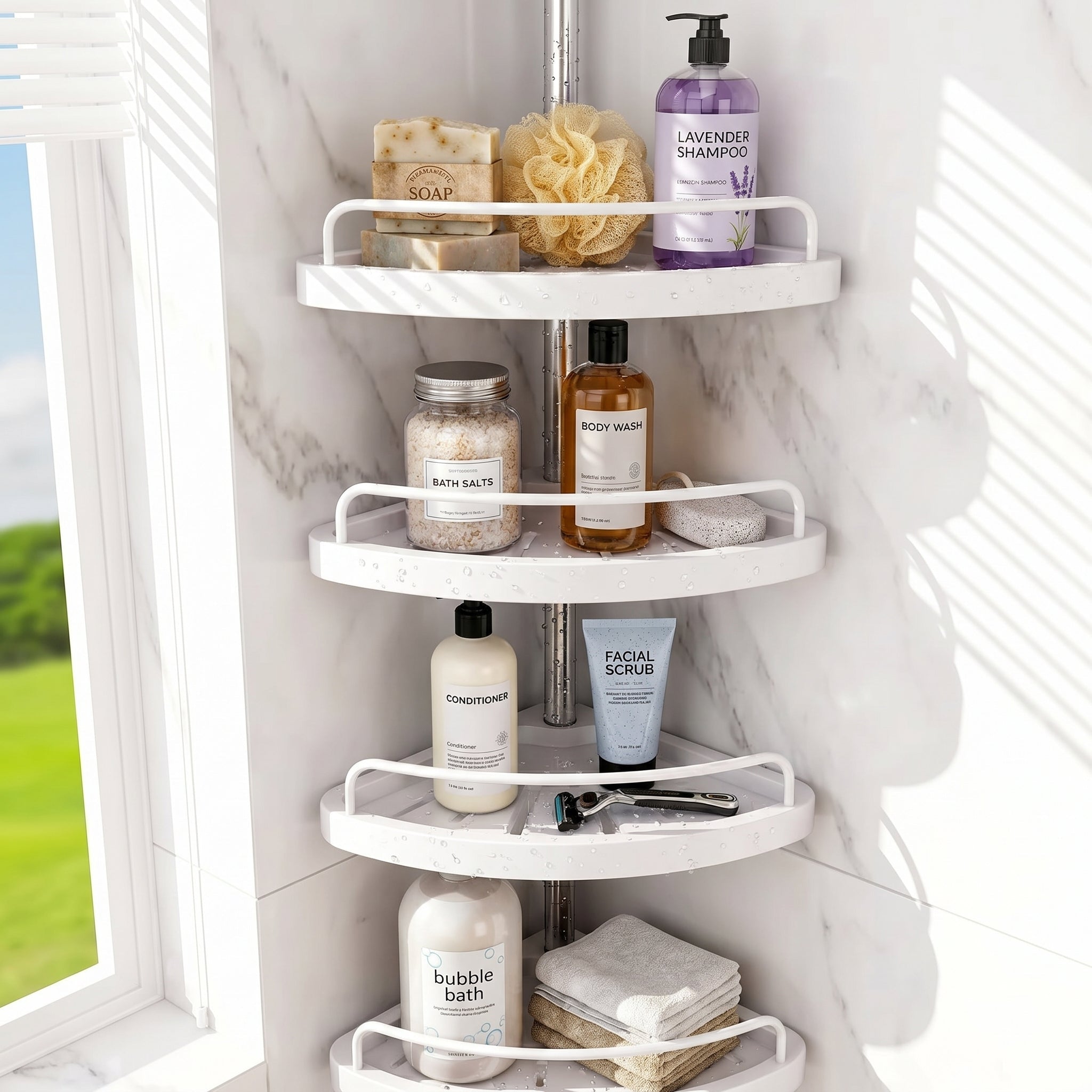 Adjustable Bathroom Corner Shelf - Organizer - Oaksoho