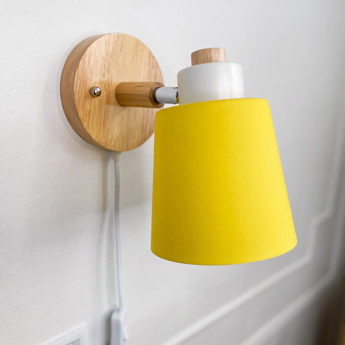 Adjustable Wooden Wall Light with Rotating Metal Shade - Wall Light Fixtures - Black - Oaksoho