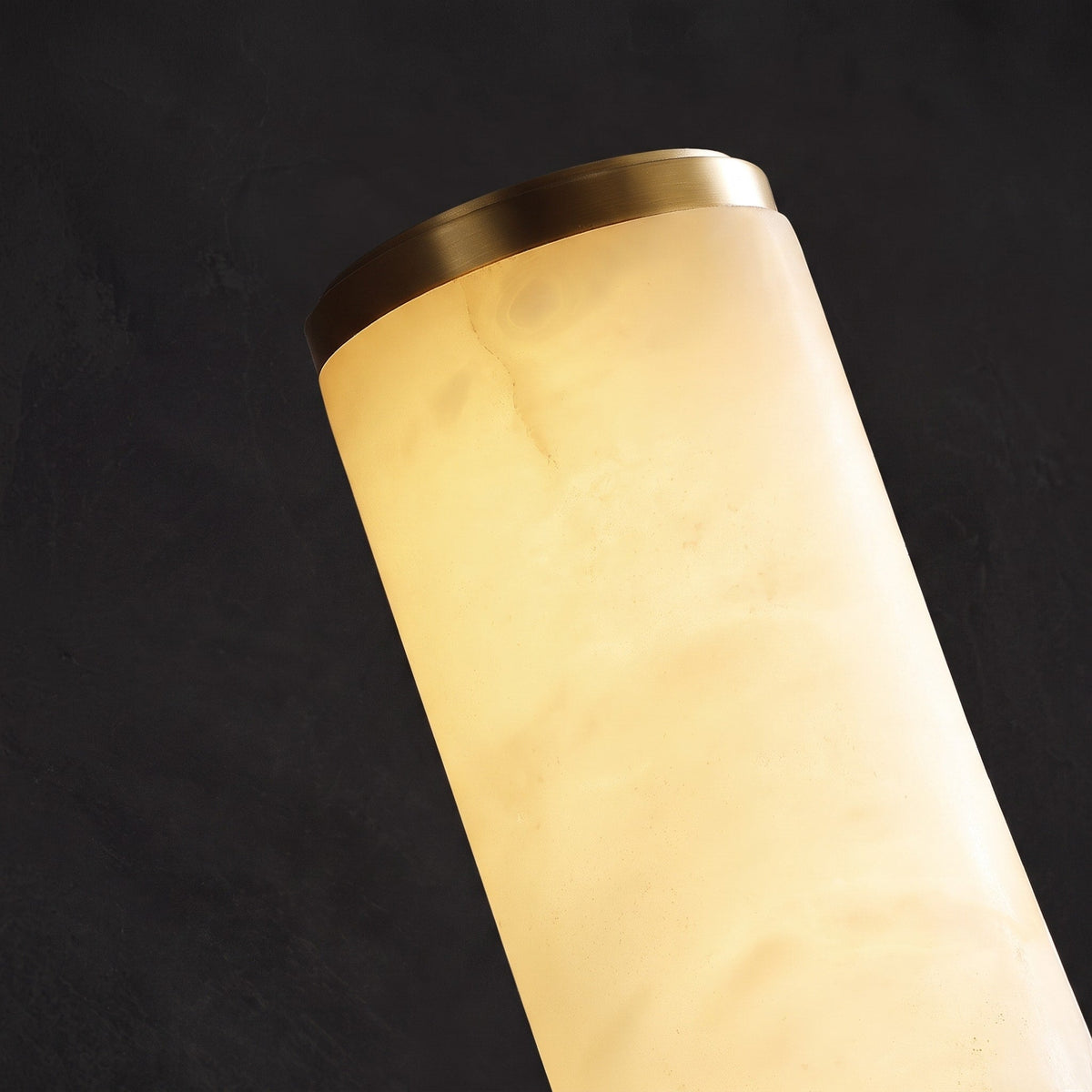 Alabaster Effect Cylinder Wall Sconce with Metal Base - Wall Light Fixtures - Gold - Oak Soho