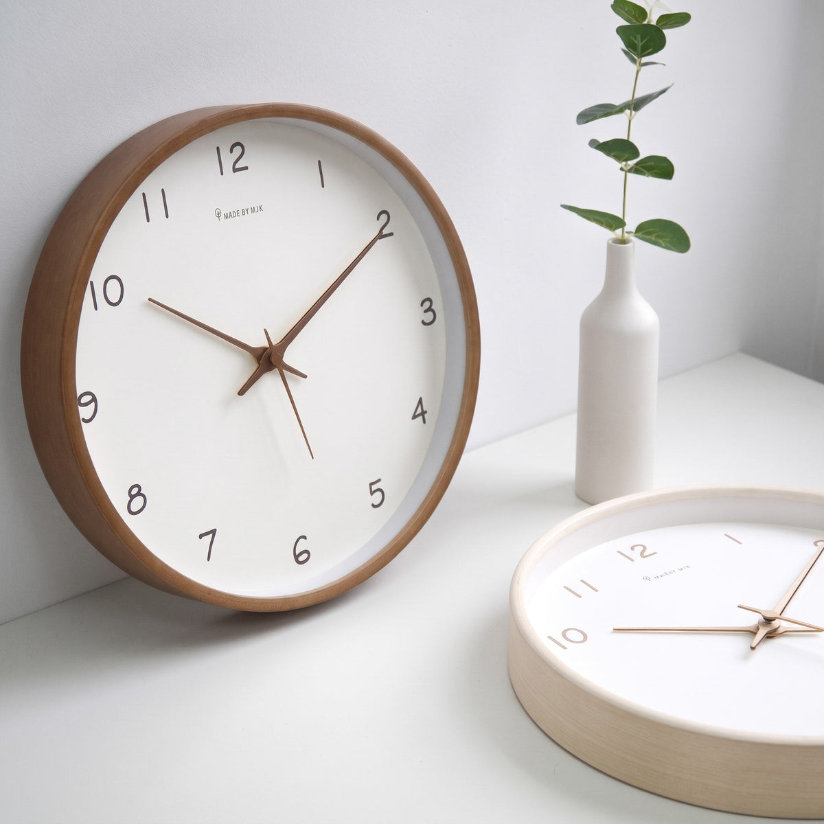 Analog Wall Clock Made of Solid Wood with Silent Movement - Wall Clocks - Brown - Oak Soho