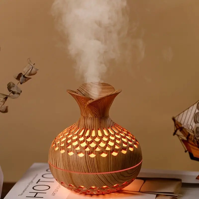 Aroma Diffuser with LED Humidifier - LED Decorative Lights - Brown - Oaksoho