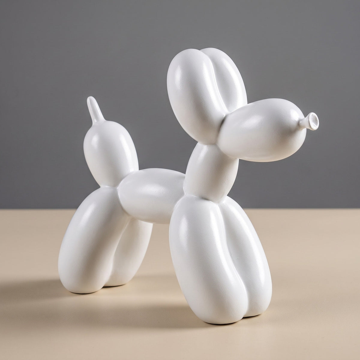 Balloon Dog Sculpture Ornament with Glossy Painted Finish - Figurines - White - Oaksoho