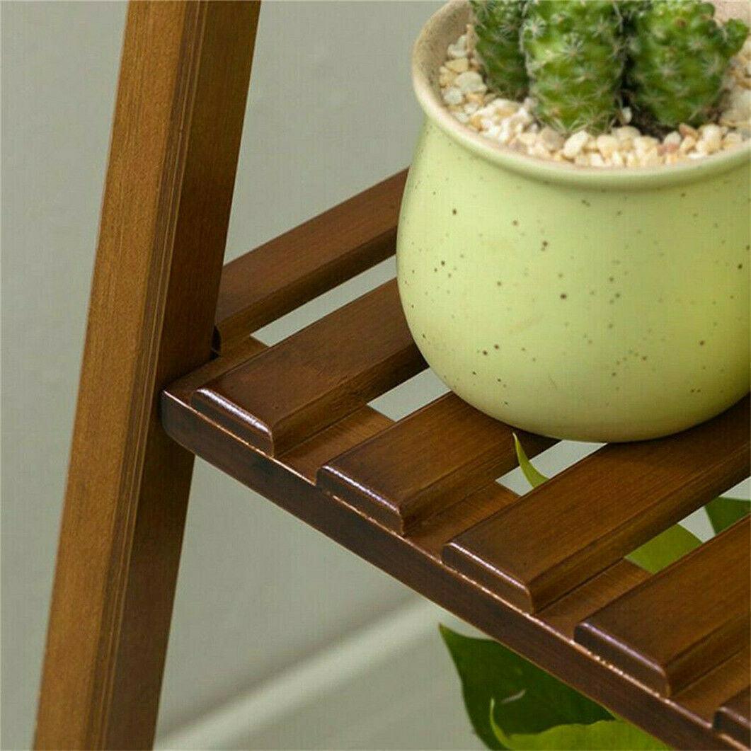 Bamboo Plant Shelf Multi - Tiered with Slatted Shelves - Plant Stand - 2 Tiers - Oaksoho