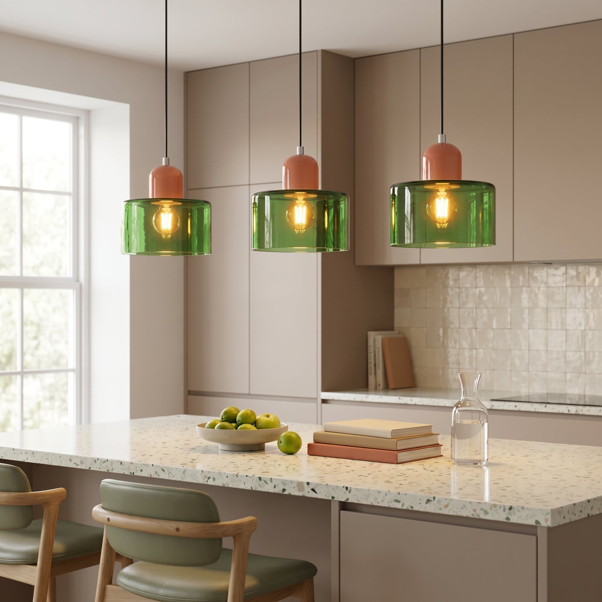 Bauhaus Pendant Light with Modern Cylindrical Shade Design - Pendant Light - Green - Oaksoho