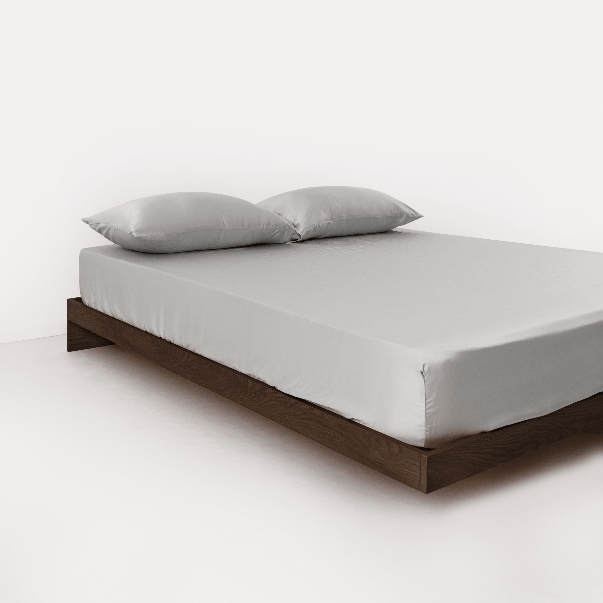 Bedding Set with Fitted Sheet and Two Pillowcases - Bedroom - Grey - Oaksoho