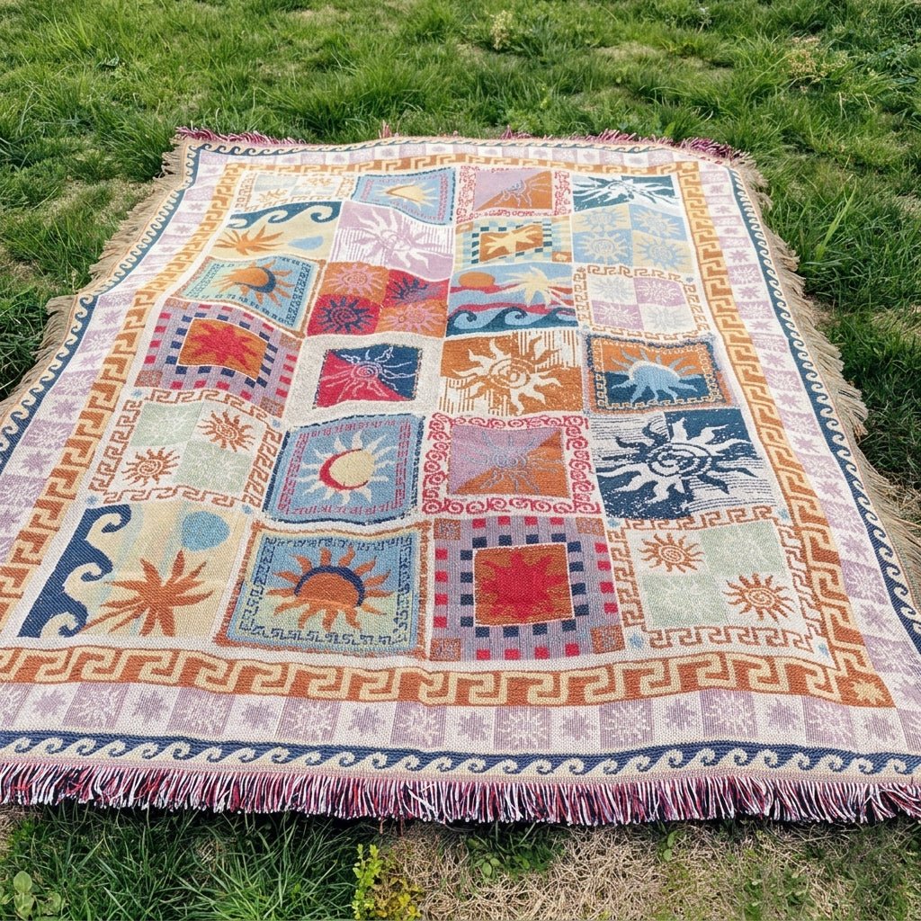 Boho Patchwork Fringe Throw Vintage Blanket - Blanket - Oaksoho