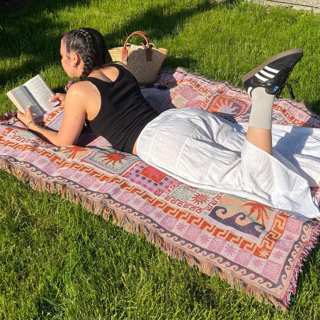 Boho Patchwork Fringe Throw Vintage Blanket - Blanket - Oaksoho