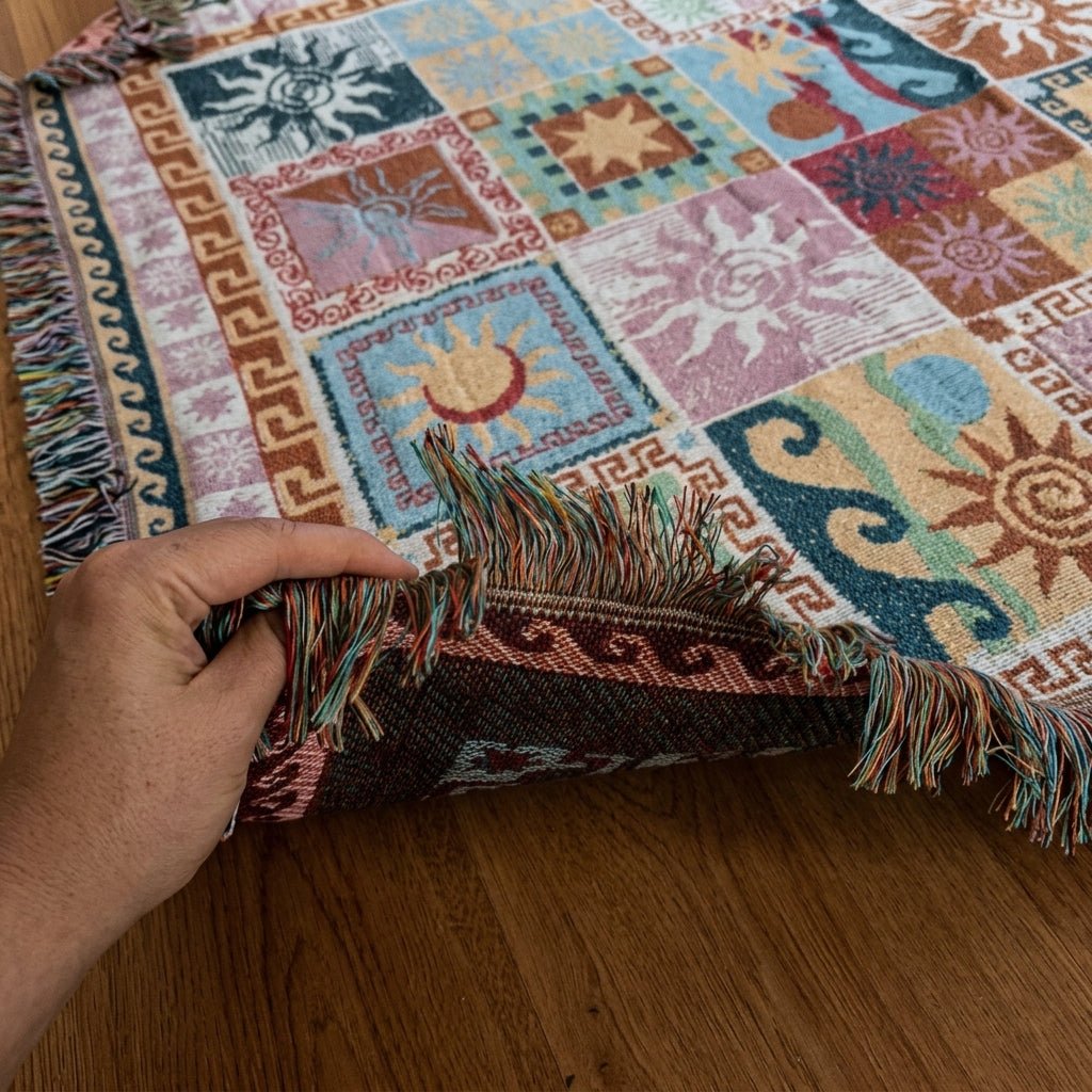 Boho Patchwork Fringe Throw Vintage Blanket - Blanket - Oaksoho