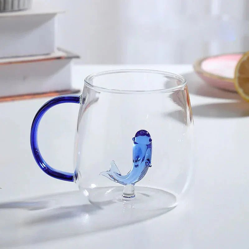 Borosilicate Glass Mug with 3D Animal Motif for Coffee and Tea - Mug - Fish - Oaksoho