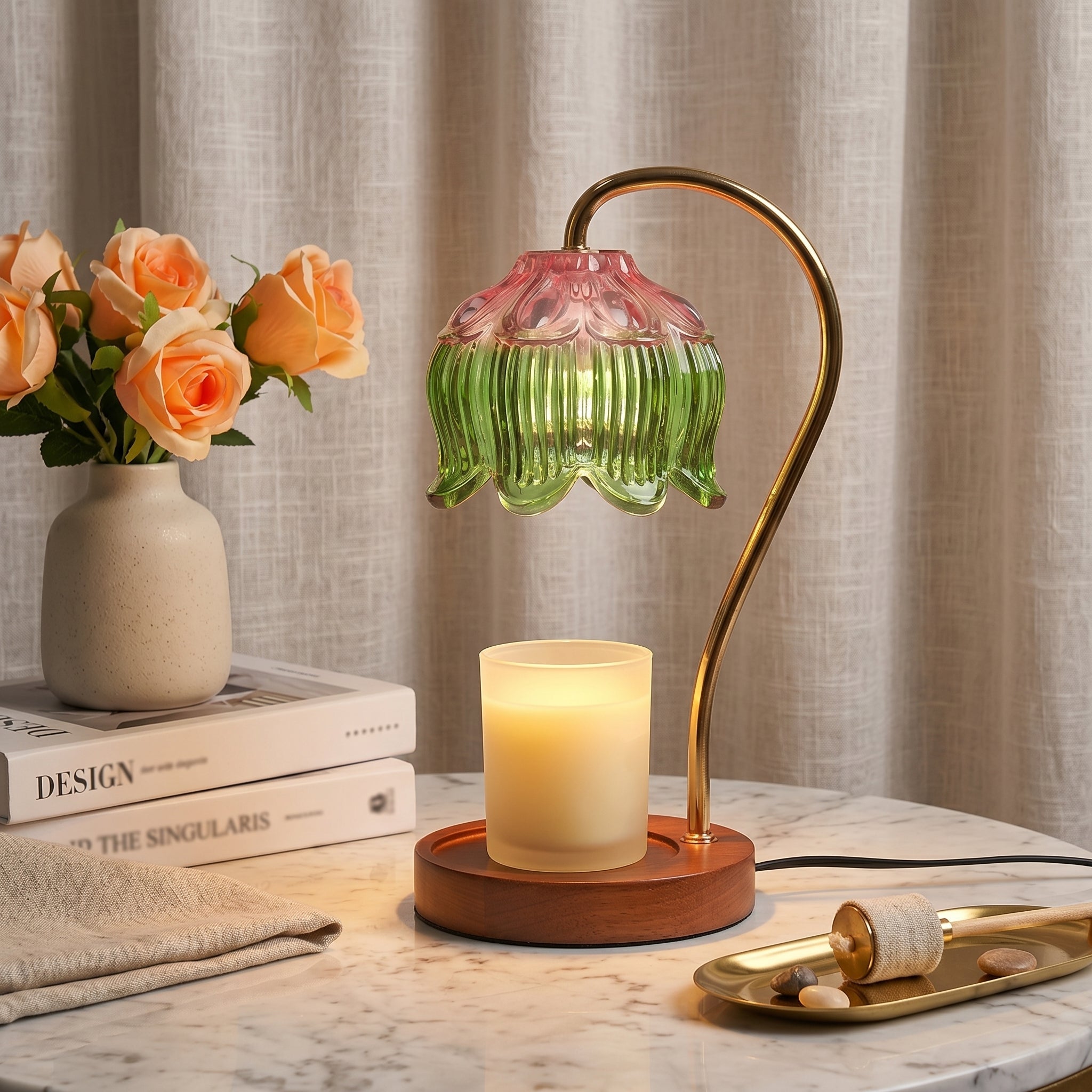 Candle Warmer with Flower Shade - Candle Warmer - 3 - Oaksoho