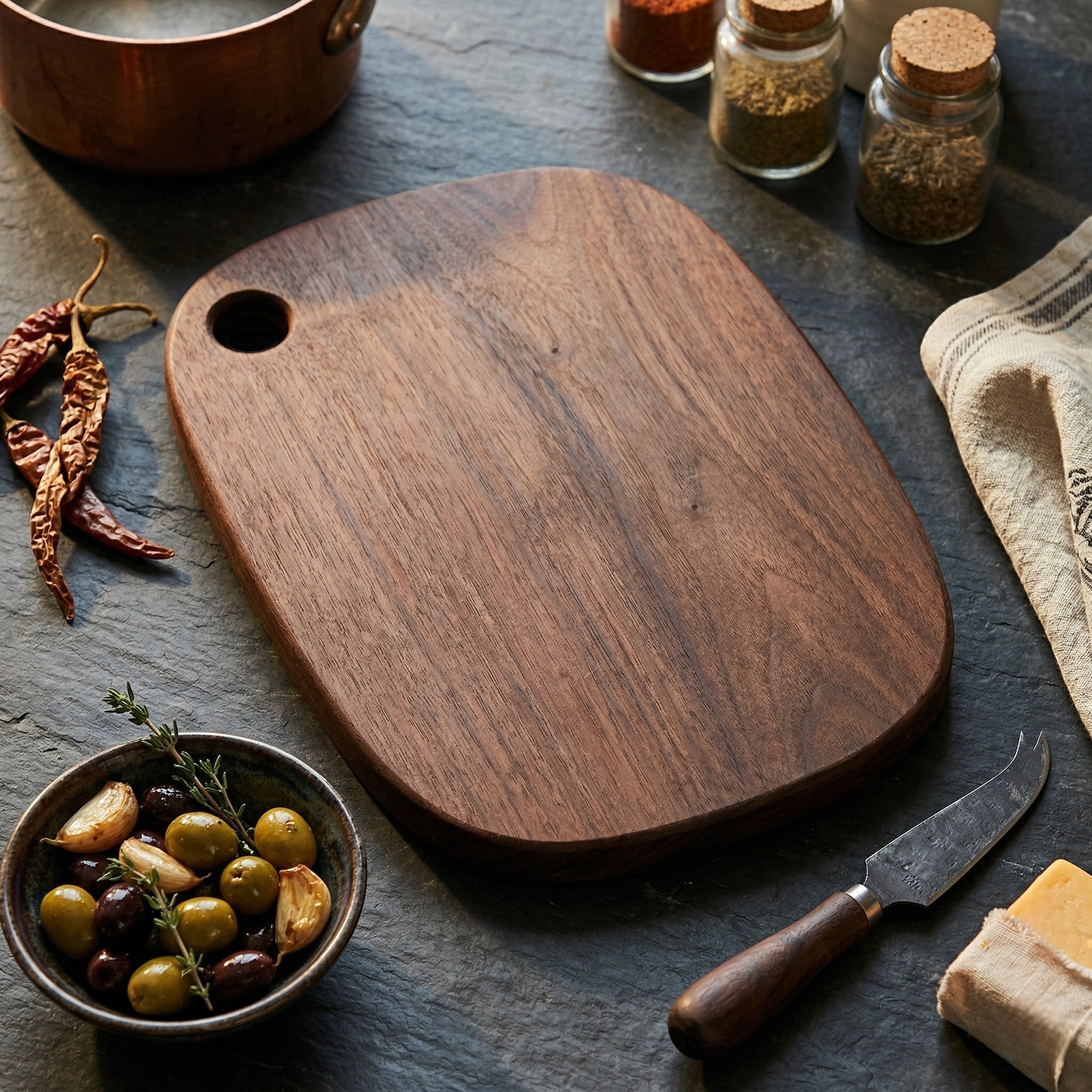 Chopping Board with Handle and Hanging Loop - Chopping Board - 22.5 x 16 x 2 cm - Oaksoho