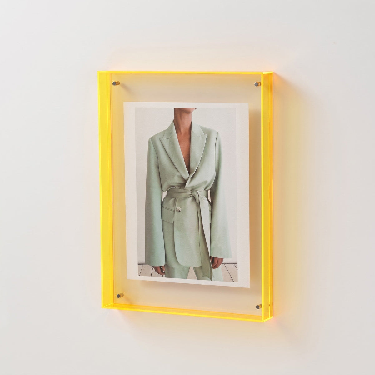 Coloured Edge Photo Frame with Clear Front Panel - Picture Frames - Yellow - Oaksoho