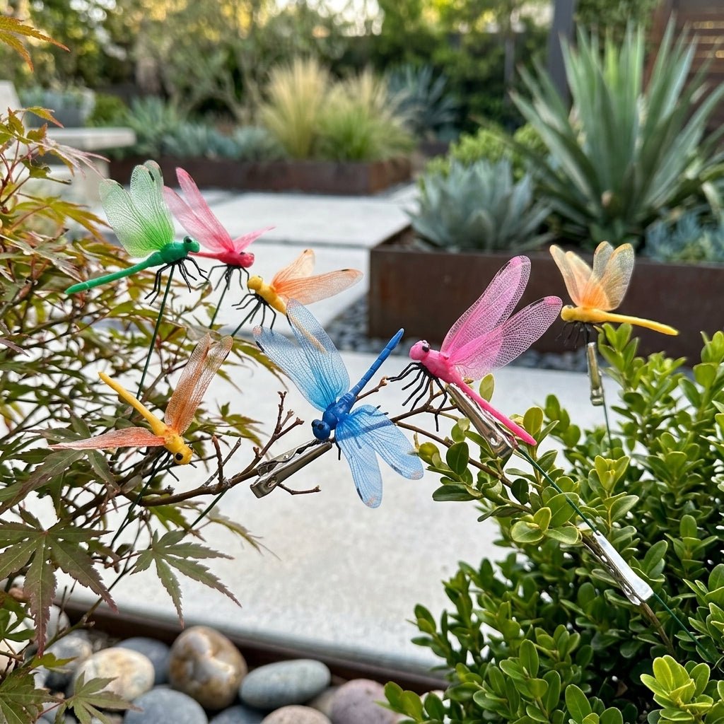 Colourful Dragonfly Garden Stakes with Clip Holder - Garden Stakes - Blue - Oaksoho