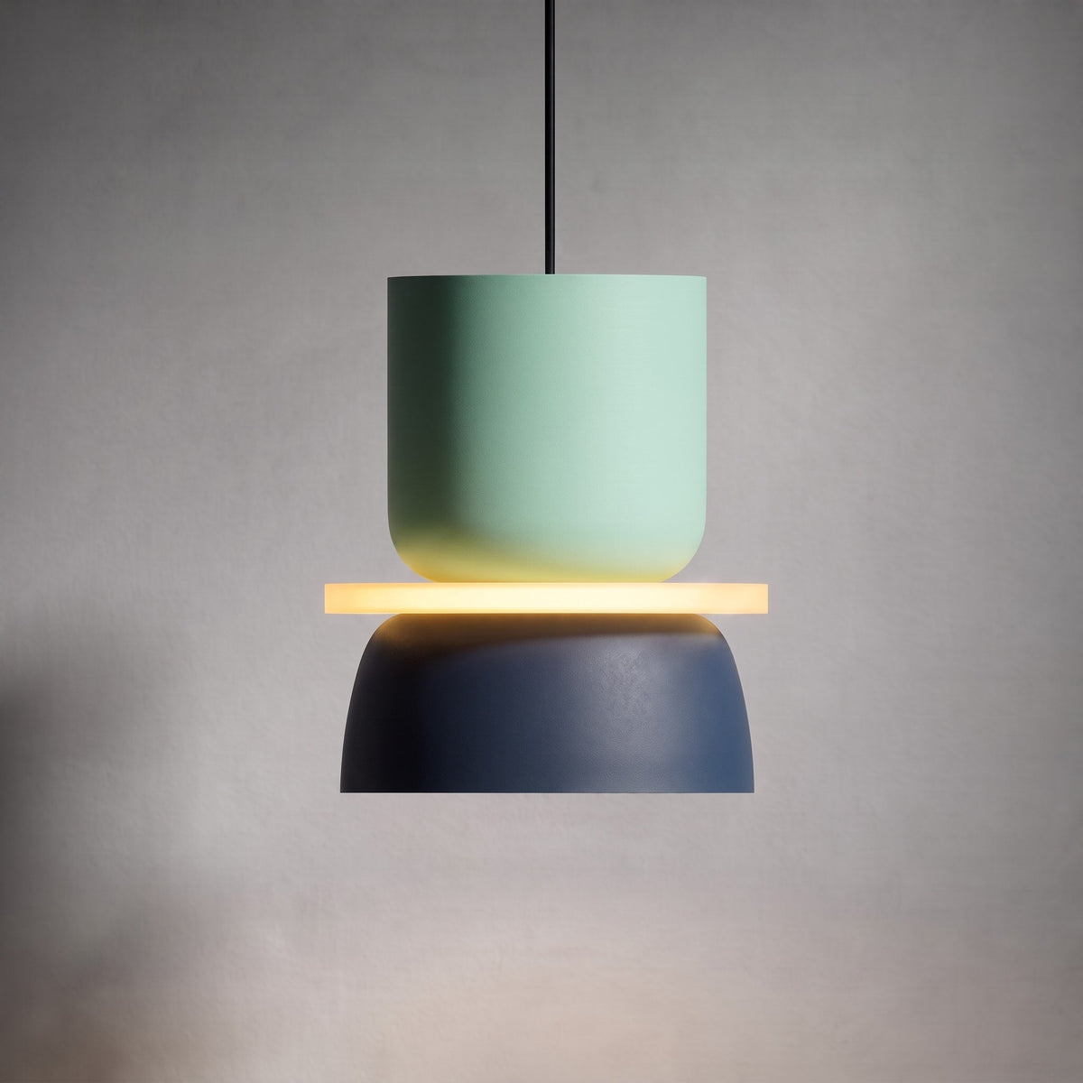 Colourful Macaron Dome Pendant Light, Modern Two-Tone Design - Pendant Light Fixtures - Green-Blue - Oaksoho
