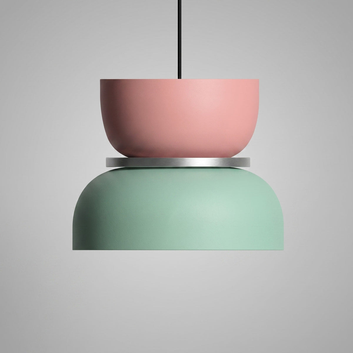 Colourful Macaron Dome Pendant Light, Modern Two-Tone Design - Pendant Light Fixtures - Pink-Green - Oaksoho