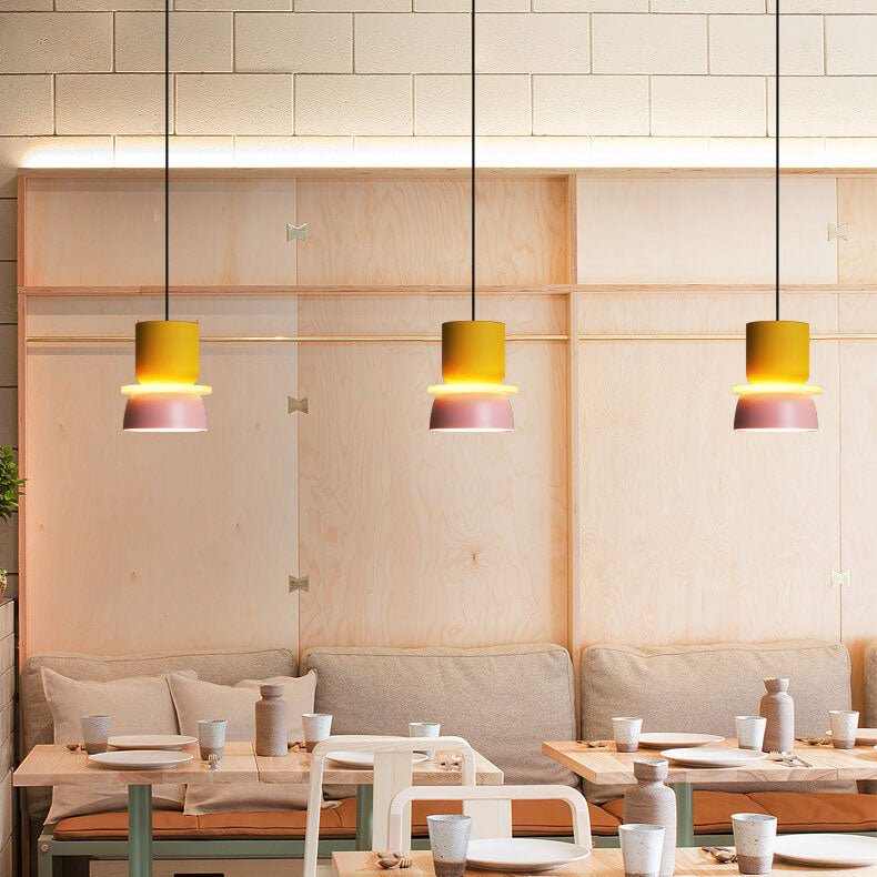 Colourful Macaron Dome Pendant Light, Modern Two-Tone Design - Pendant Light Fixtures - Blue-Yellow - Oaksoho