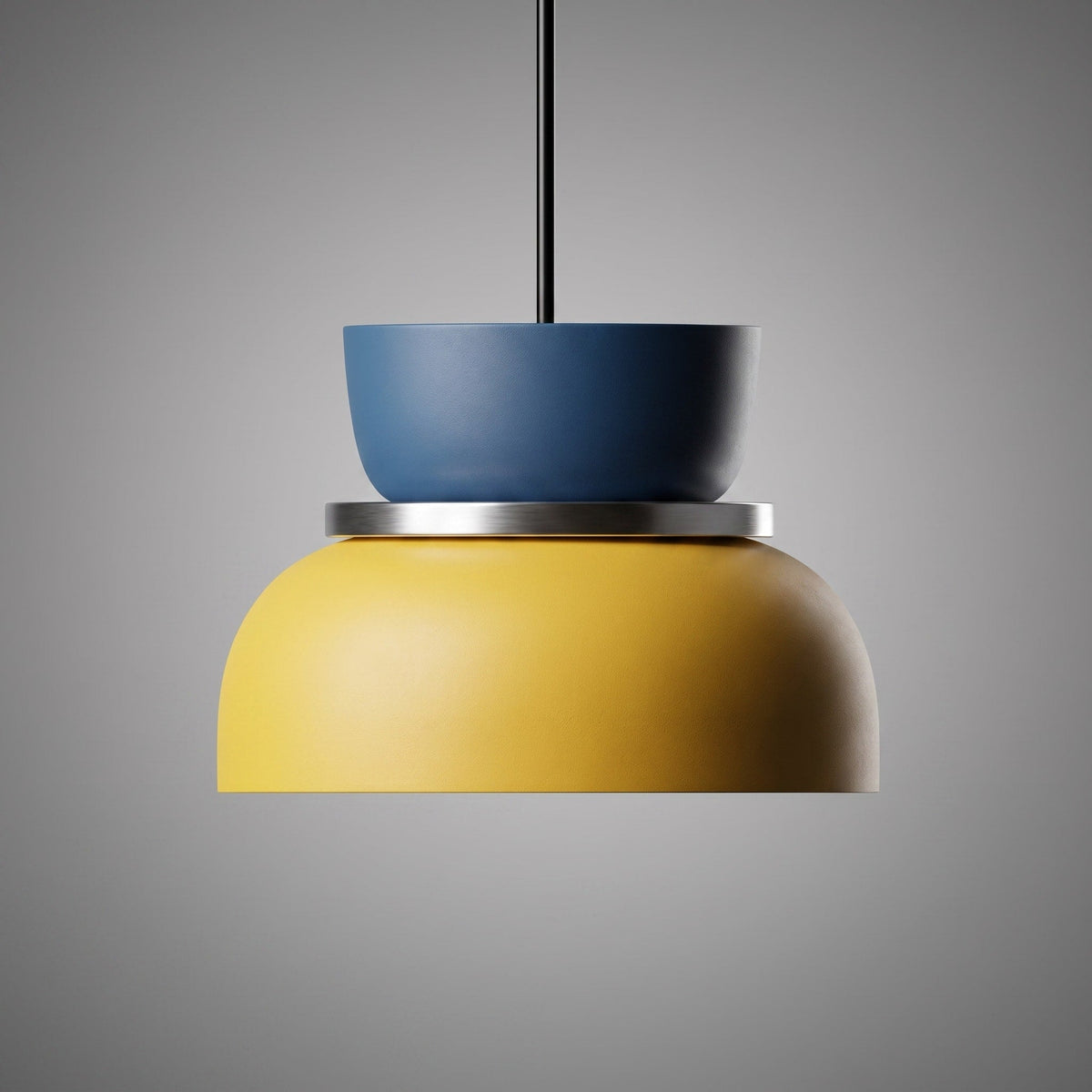 Colourful Macaron Dome Pendant Light, Modern Two-Tone Design - Pendant Light Fixtures - Blue-Yellow - Oaksoho