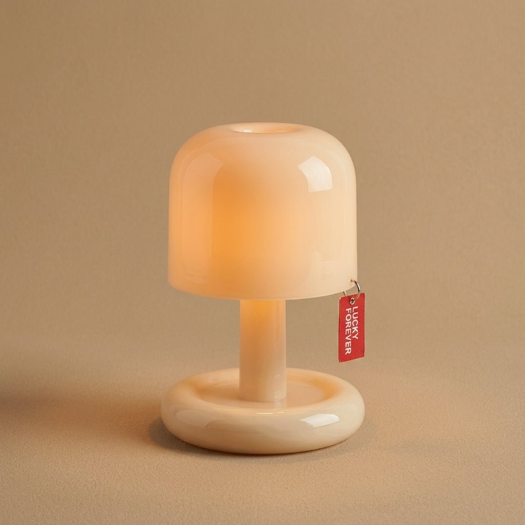 Compact Retro Table Lamp with Round Base and Mushroom Shade - Table Lamps - Oaksoho