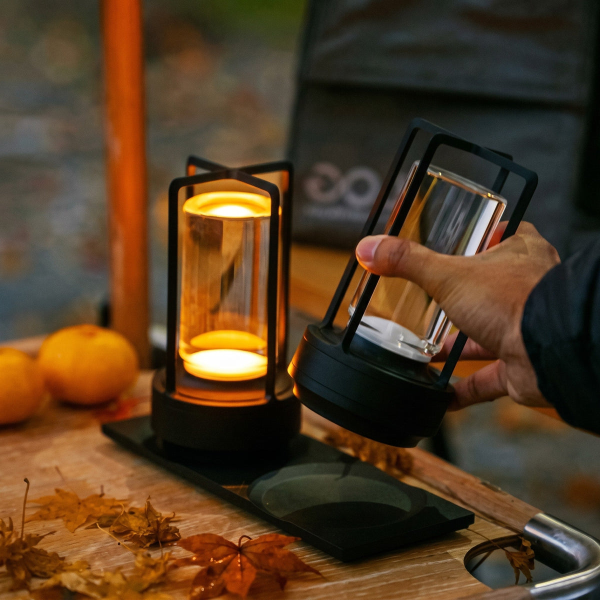Cordless Cage Lantern Table Lamp with Touch Control - Table Lamps - Silver - Oak Soho