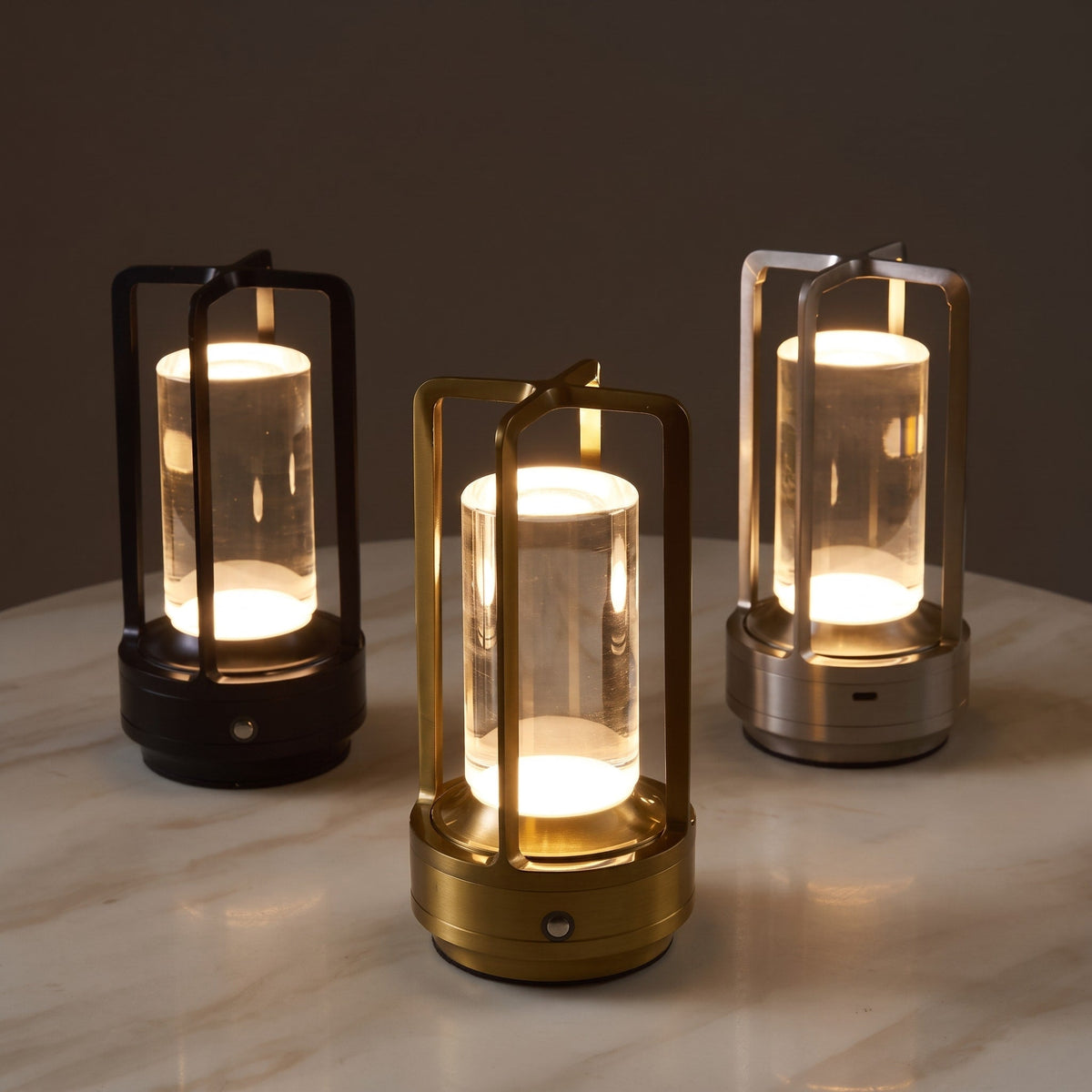 Cordless Cage Lantern Table Lamp with Touch Control - Table Lamps - Silver - Oak Soho