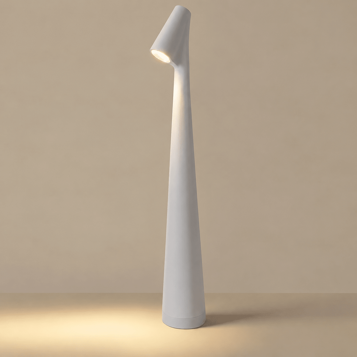 Cordless LED Table Lamp with Sculptural Cone Design - Table Lamps - Grey - Oaksoho