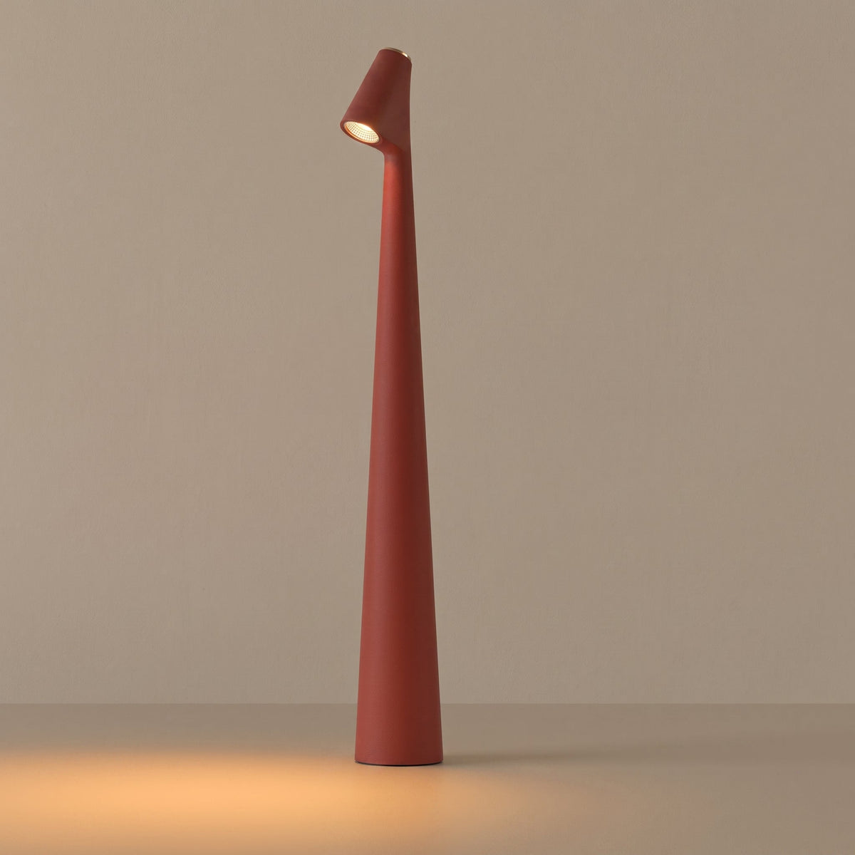 Cordless LED Table Lamp with Sculptural Cone Design - Table Lamps - Red - Oaksoho