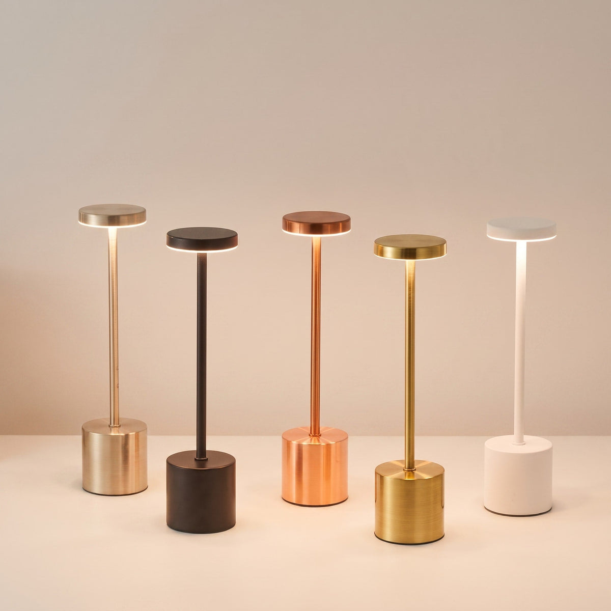 Cordless Rechargeable LED Table Lamp with Metal Base - Table Lamps - Rose gold - Oaksoho
