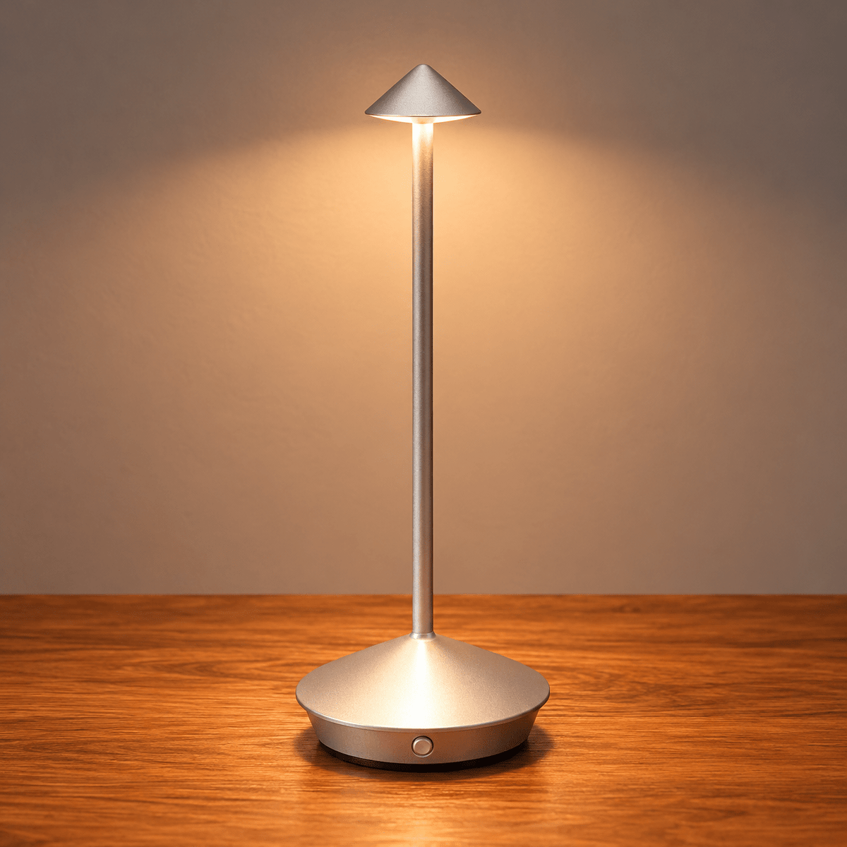 Cordless Touch Dimming LED Table Lamp with Mushroom Design - Table Lamps - Silver - Oak Soho