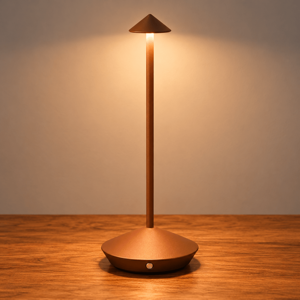 Cordless Touch Dimming LED Table Lamp with Mushroom Design - Table Lamps - Brown - Oak Soho