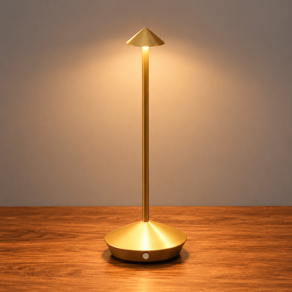 Cordless Touch Dimming LED Table Lamp with Mushroom Design - Table Lamps - Gold - Oak Soho