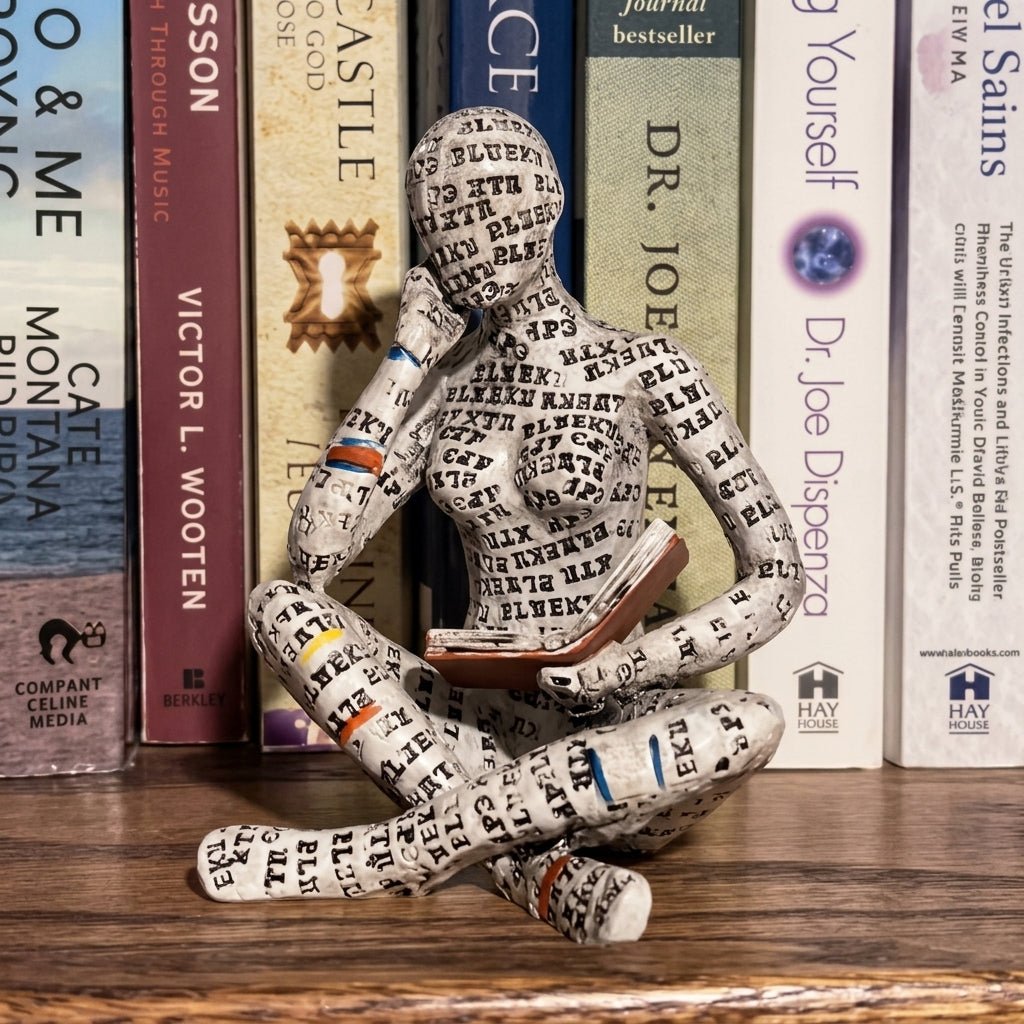 Creative Abstract Book Lover Sitting & Lying Figure Sculpture - Figurines - Relaxed - Oaksoho