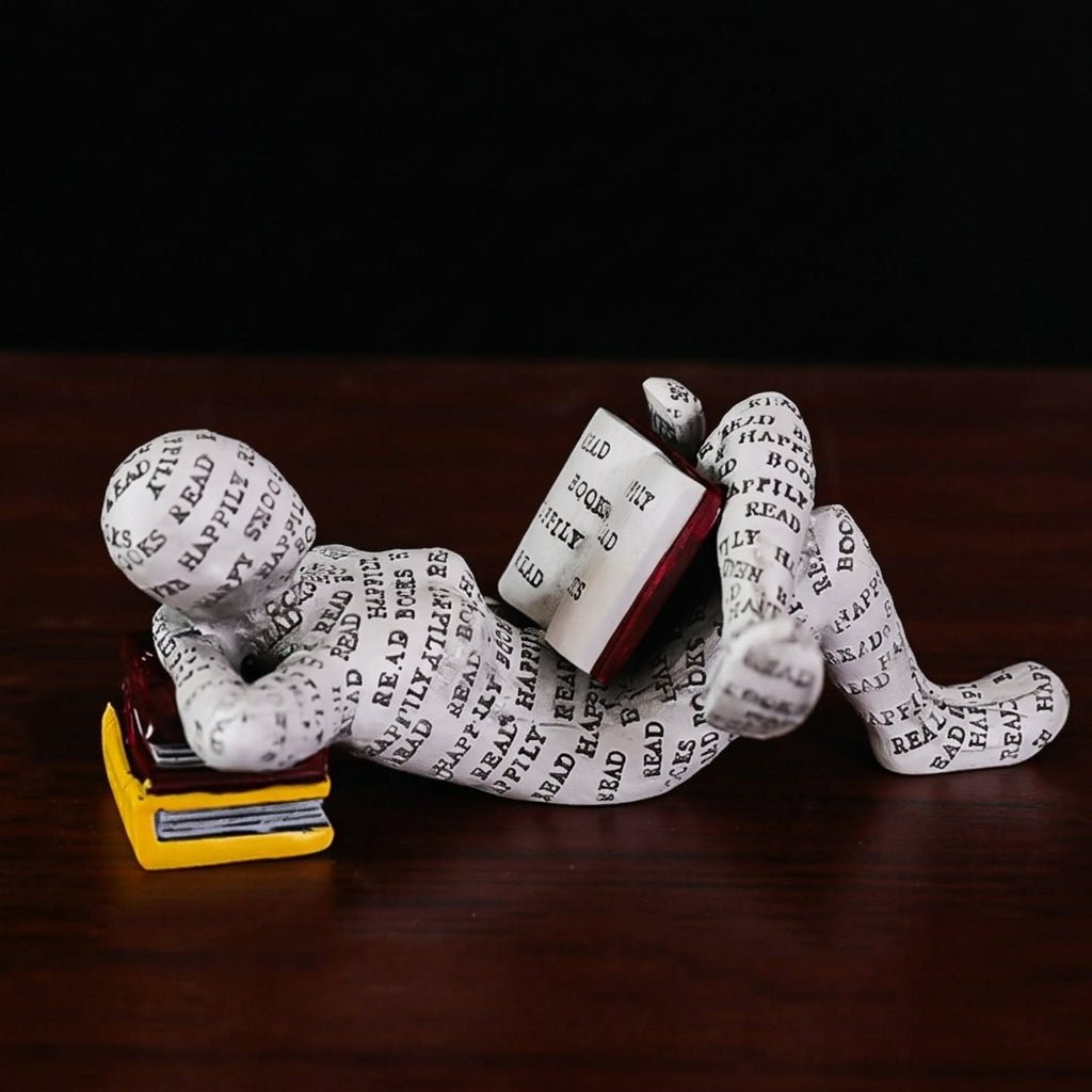 Creative Abstract Book Lover Sitting & Lying Figure Sculpture - Figurines - Holiday - Oaksoho