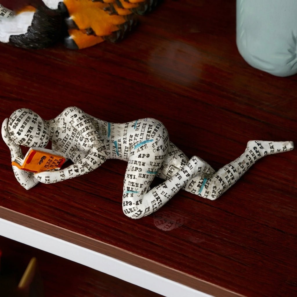 Creative Abstract Book Lover Sitting & Lying Figure Sculpture - Figurines - Lying - Oaksoho