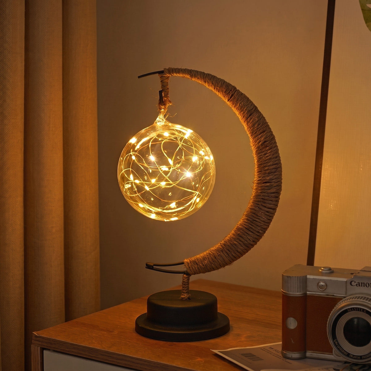 Crescent Moon Fairy Light Table Lamp - Table Lamps - Gold - Oaksoho