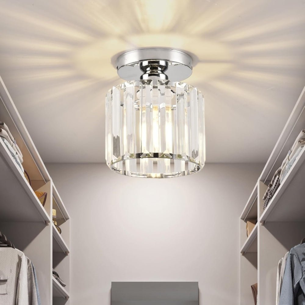 Crystal Square Flush Mount Ceiling Light Fixture - Ceiling Light Fixtures - Gold - Oak Soho