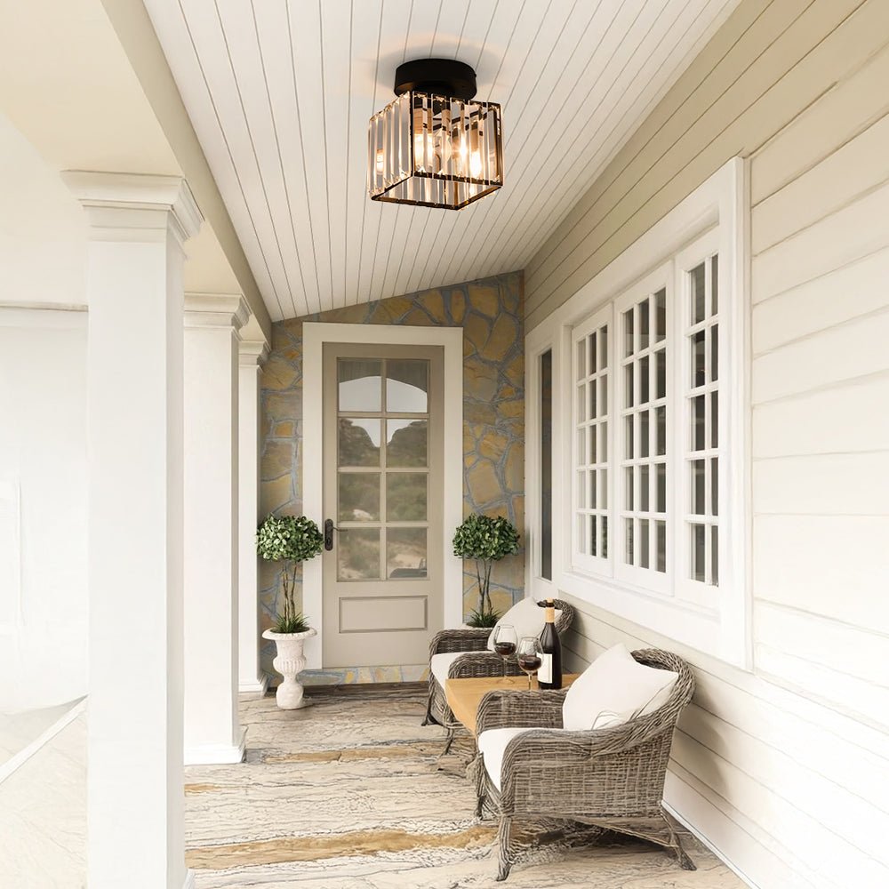 Crystal Square Flush Mount Ceiling Light Fixture - Ceiling Light Fixtures - Black - Oak Soho