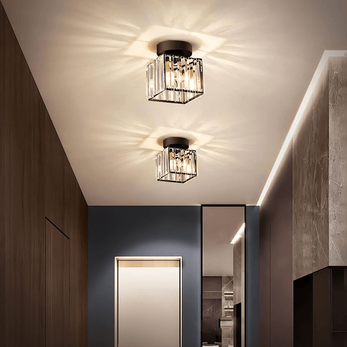 Crystal Square Flush Mount Ceiling Light Fixture - Ceiling Light Fixtures - Black - Oak Soho