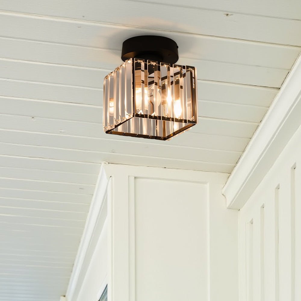 Crystal Square Flush Mount Ceiling Light Fixture - Ceiling Light Fixtures - Black - Oak Soho