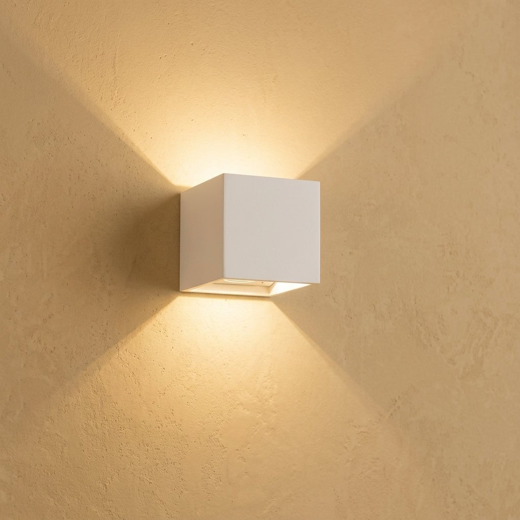 Cube Wall Light with Up and Down Beam Design - Wall Light Fixtures - White - Oaksoho